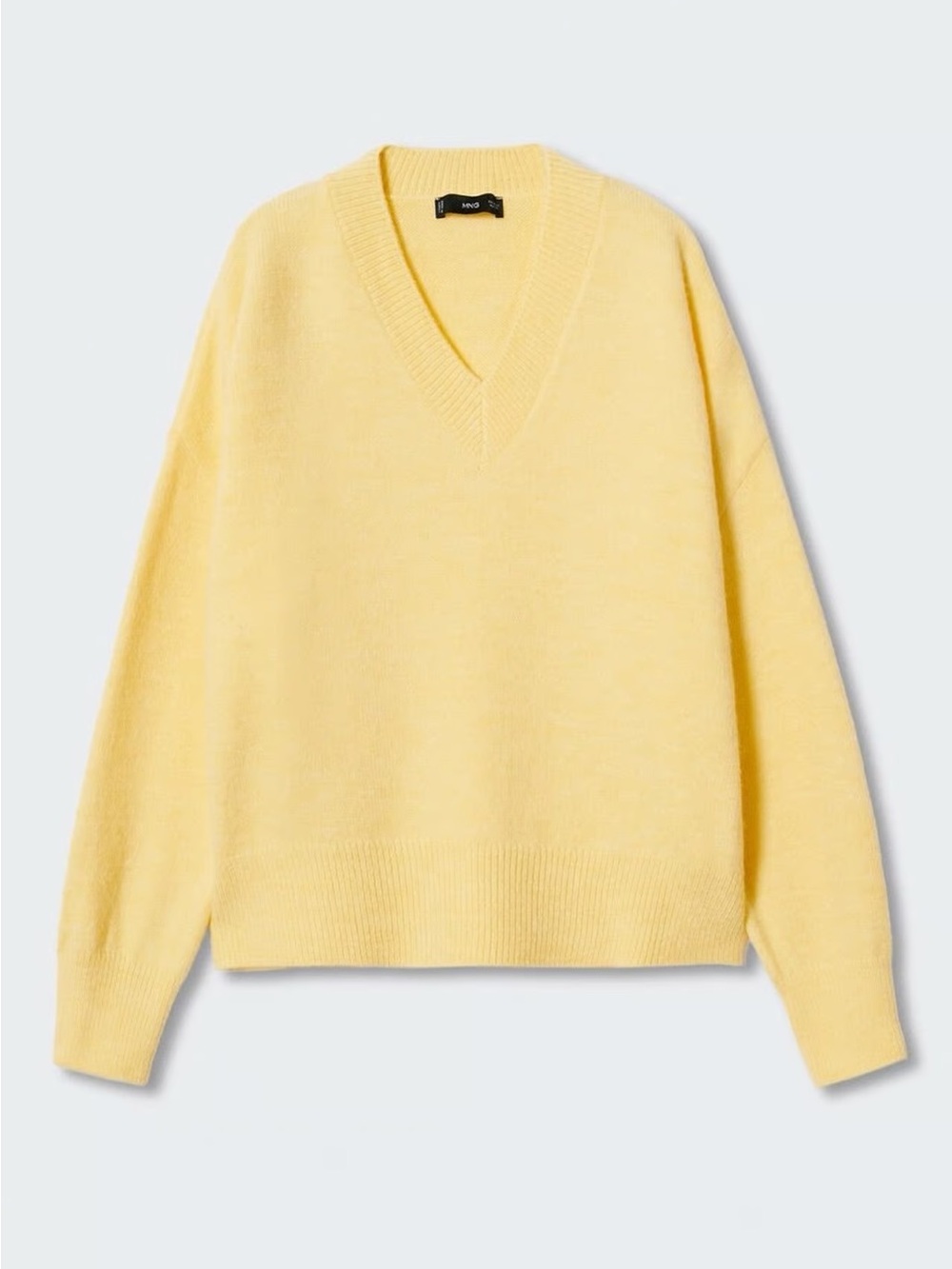 Mango Yellow V-Neck Knit Sweater